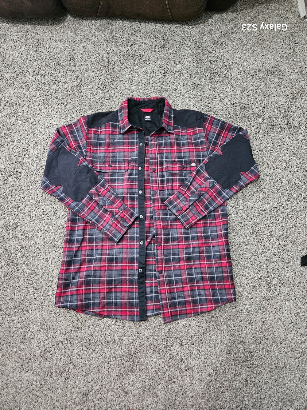 Dickies Red and Black Plaid Button-Down Work Shirt